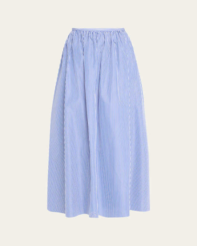 Gathered-Waist Striped Skirt